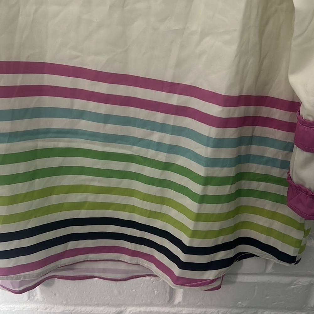 Ruffles sleeve multi color cream purple strlpe crewneck XL - Picture 4 of 6